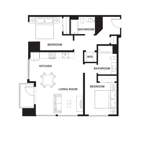 B2H Floor Plan at Eleanor H16 Apartments